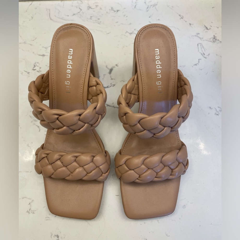 Madden Girl Braided Strap Chunky Heel